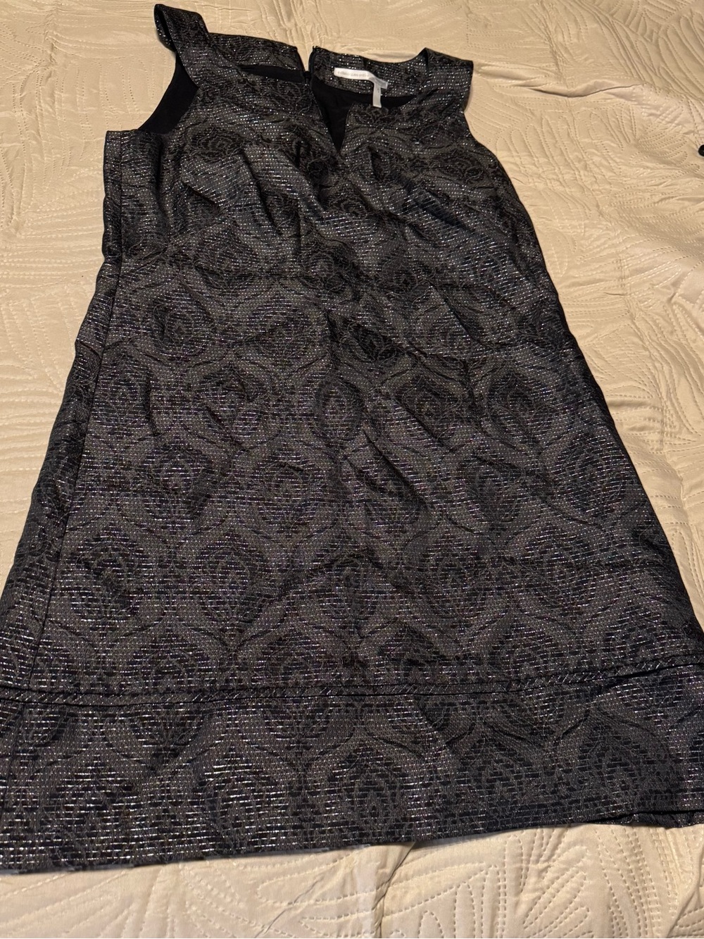 Sleeveless Black Patterned Mini Dress Classiques Entire size Small Shimmers